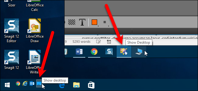 Adicionando um ícone Show Desktop ao Windows 10