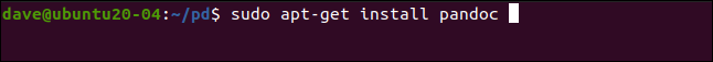 sudo apt-get install pandoc em uma janela de terminal.