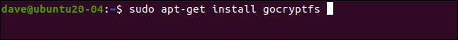 sudo apt-get install gocryptfs em uma janela de terminal.