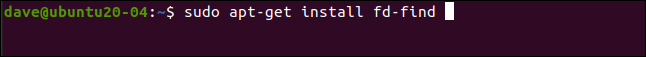 sudo apt-get install fd-find em uma janela de terminal.