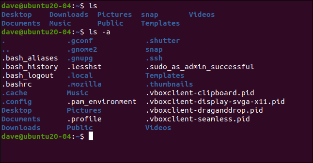 ls em uma janela de terminal.