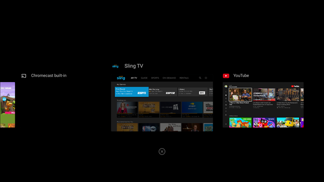 aplicativos recentes do Android tv