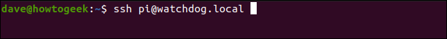 ssh pi@watchdog.local em uma janela de terminal.