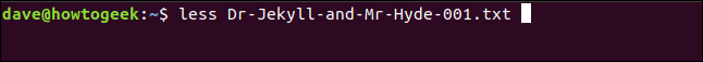 menos Dr-Jekyll-and-Mr-Hyde-001.txt em uma janela de terminal