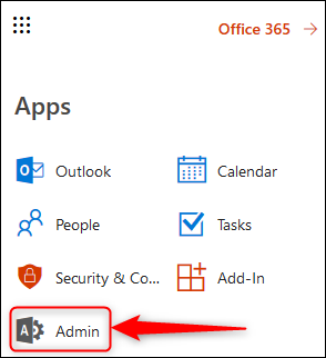 O aplicativo O365 Admin