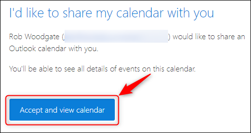Um calendário que compartilha e-mails exibindo o botão para adicionar um calendário compartilhado.