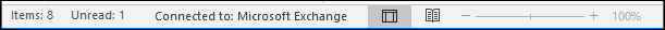 A barra de status padrão do Outlook.