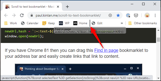 Adicionar o bookmarklet Localizar na página à barra de ferramentas de favoritos do Chrome