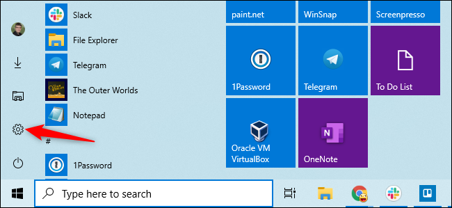 Abrindo as configurações do menu Iniciar do Windows 10