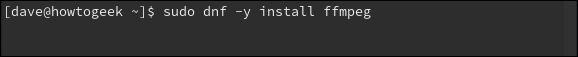 sudo dnf -y instala o ffmpeg em uma janela de terminal