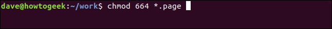 chmod 664 * .page em uma janela de terminal