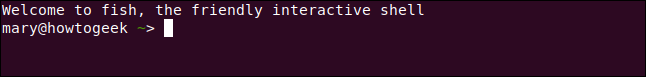 usuário mary no prompt de comando do fish shell, em uma janela de terminal.