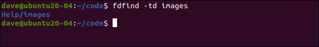 fdfind -td imagens em uma janela de terminal.