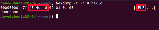 hexdump -C -n 8 olá em uma janela de terminal.