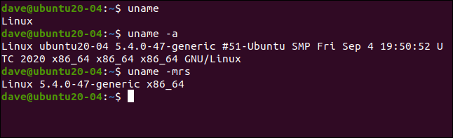 uname em uma janela de terminal.