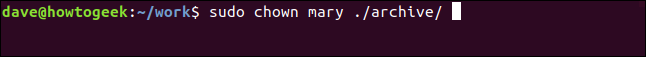 sudo chown mary ./archive/ em uma janela de terminal