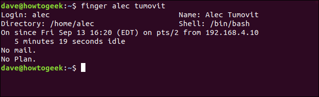 dedo alec tumovit em uma janela de terminal