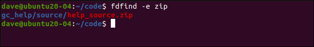 fdfinf -e zip em uma janela de terminal.