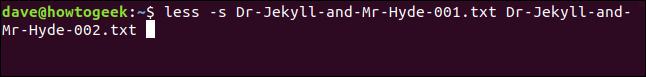 menos Dr-Jekyll-and-Mr-Hyde-001.txt Dr-Jekyll-and-Mr-Hyde-002.txt em uma janela de terminal