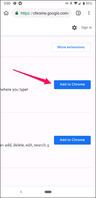 Uma visão ampliada do botão Adicionar ao Chrome