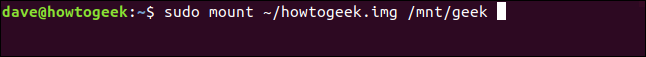 sudo mount ~ / howtogeek.img / mnt / geek em uma janela de terminal