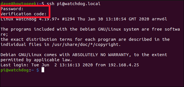 ssh pi@watchdog.local em uma janela de terminal.