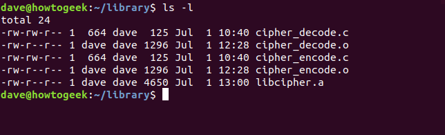 saída de ls em uma janela de terminal