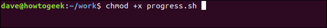 "chmod + x progress.sh" em uma janela de terminal.