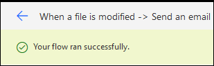 Mensagem "Seu fluxo foi executado com sucesso"