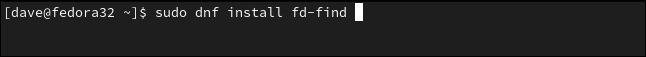 sudo dnf install fd-find em uma janela de terminal.