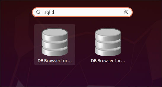 Dois navegadores de banco de dados para ícones SQLite nos resultados da pesquisa.