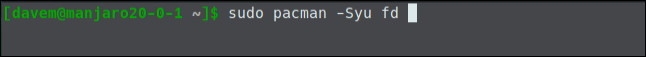 sudo pacman -Syu fd em uma janela de terminal.