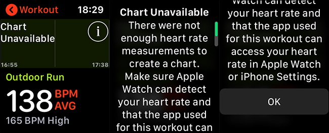 Apple Watch mensagens de erro de frequência cardíaca