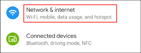 rede Android e configurações de internet