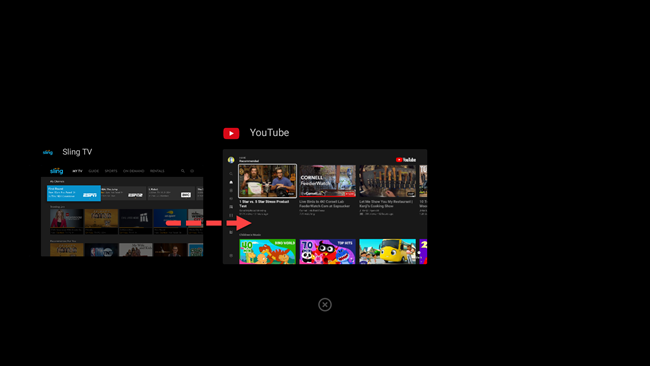 android tv selecionar app de apps recentes