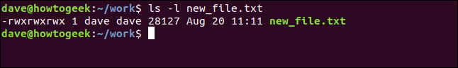 ls -l new_ file.txt em uma janela de terminal