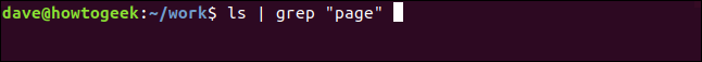 ls -l |  grep "página" em uma janela de terminal