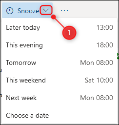 O menu Snooze de datas e horas.