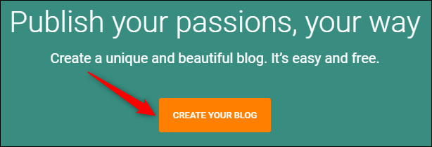 Botão "Crie seu blog" do Blogger.