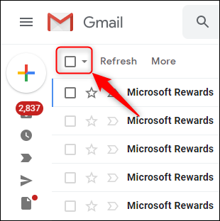 A caixa de seleção do Gmail