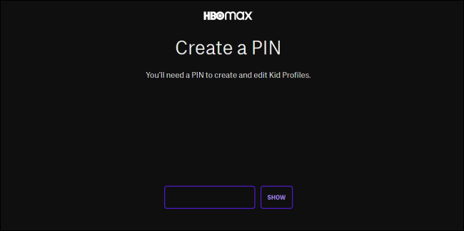 HBO Max Criar um PIN para um Perfil Infantil