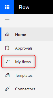 O menu lateral mostrando "Meus fluxos"
