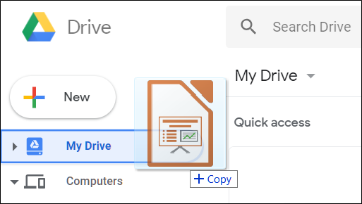 Arraste e solte seu arquivo do PowerPoint diretamente no Google Drive.
