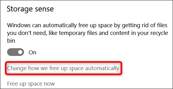 Altere como o Windows libera espaço