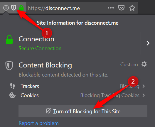 Adicionar um site como exceção ao bloqueio de conteúdo