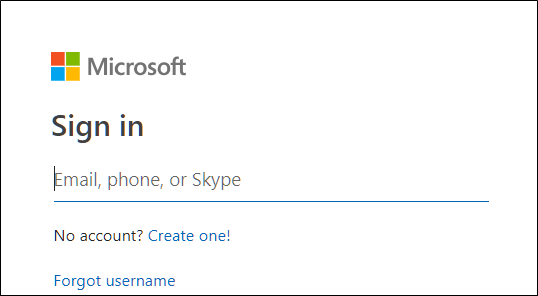 Página de login do Outlook