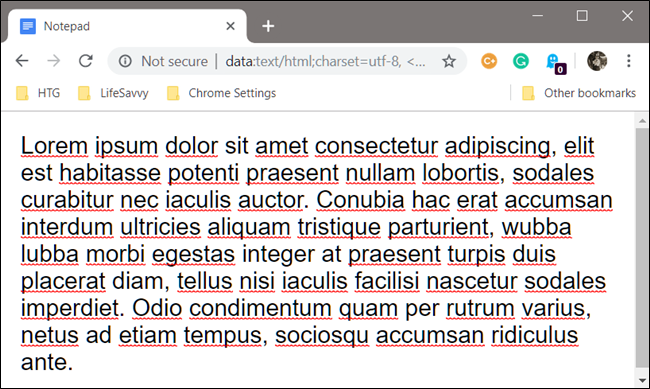 Exemplo de um bloco de notas personalizado dentro do Google Chrome