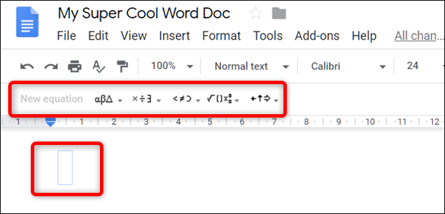 Uma barra de ferramentas com menus suspensos para símbolos, operandos, etc. e a entrada de texto da equação é exibida.