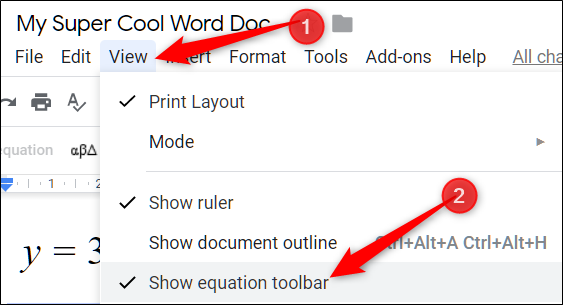 Clique em Exibir> Mostrar barra de ferramentas de equação para se livrar da barra de ferramentas do editor de equações.