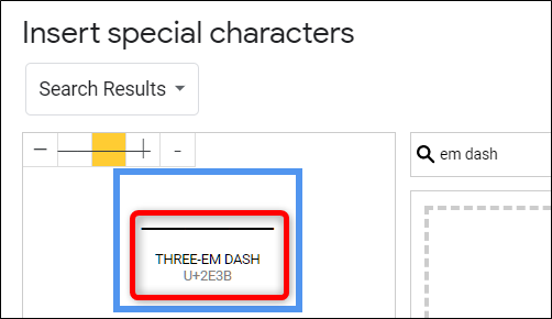 Passe o mouse sobre cada um para ter certeza de inserir o tipo certo de travessão.